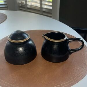 Dansk Santiago creamer & sugar bowl black ceramic vintage